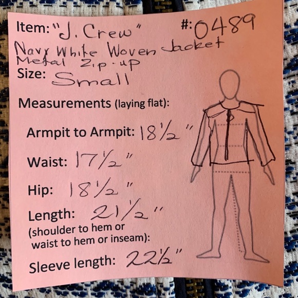 J. Crew Navy & White Woven Jacket Zip-Up Small - Picture 8 of 8